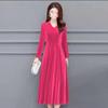 Elegant Velvet Long Qipao Dress – Over-Knee, Stylish, Thickened for Spring, Autumn, Winter.