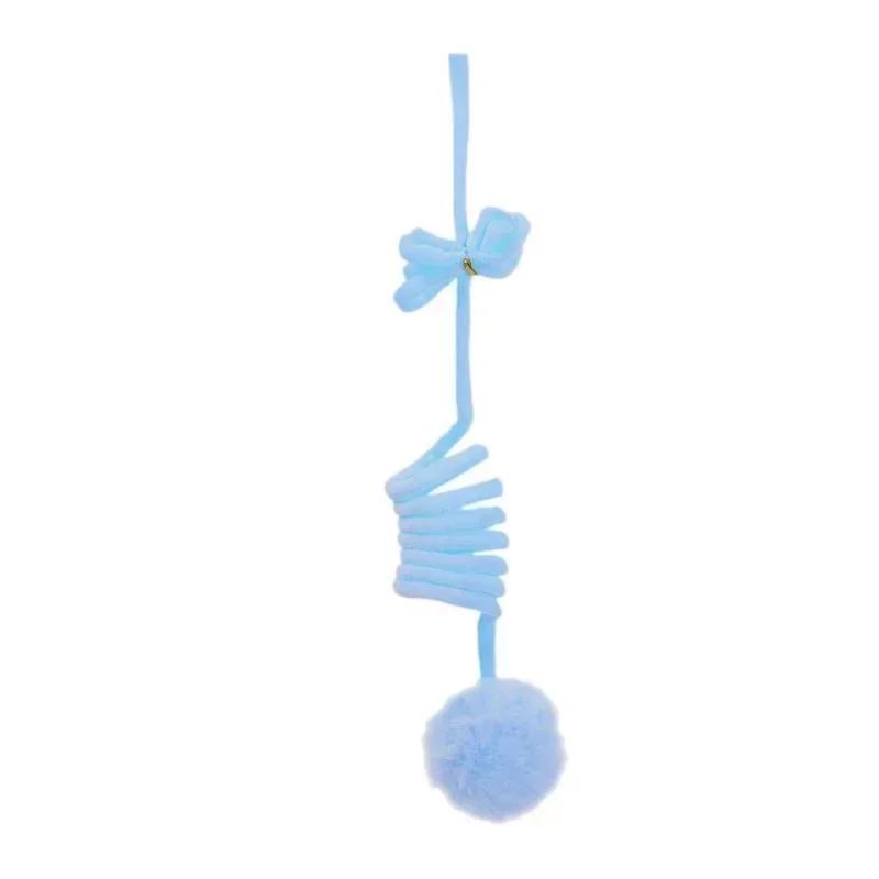 

2026 Pet Toy Interactive Cat Toys Funny Cat Stick Spring Rope Ball Plush Toy Interactive Play Training Toys Cats Supplies синій