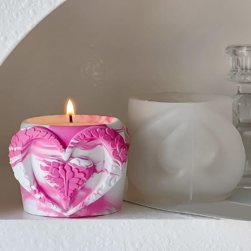 Candle Cup Mold Heart Shape Succulent Planter Moulds for Crafting Unique Candle Cup Suitable for Handmade Candle Cup