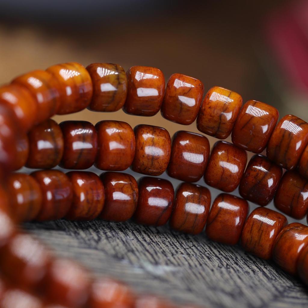 Tibetan Ethnic Weathered Yak Bone 108-Bead Necklace