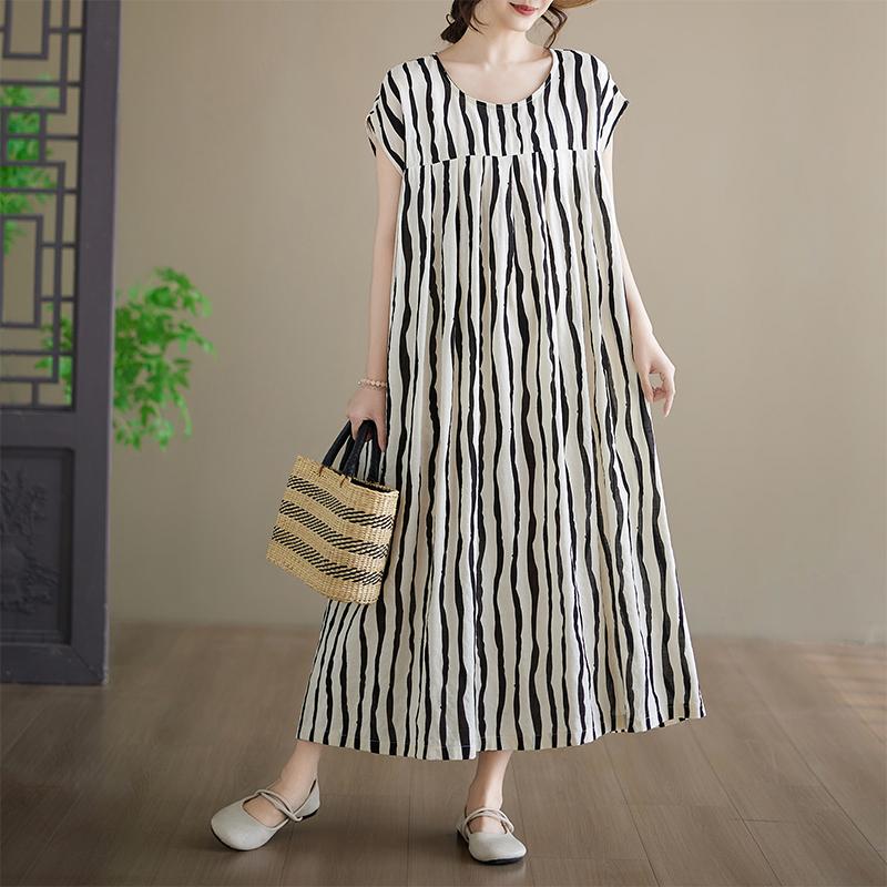 DIMANAF Neues Sommer-Strandkleid 2026 für Damen Übergröße Baumwolle Vintage Dame Blumenprint Locker Übergröße