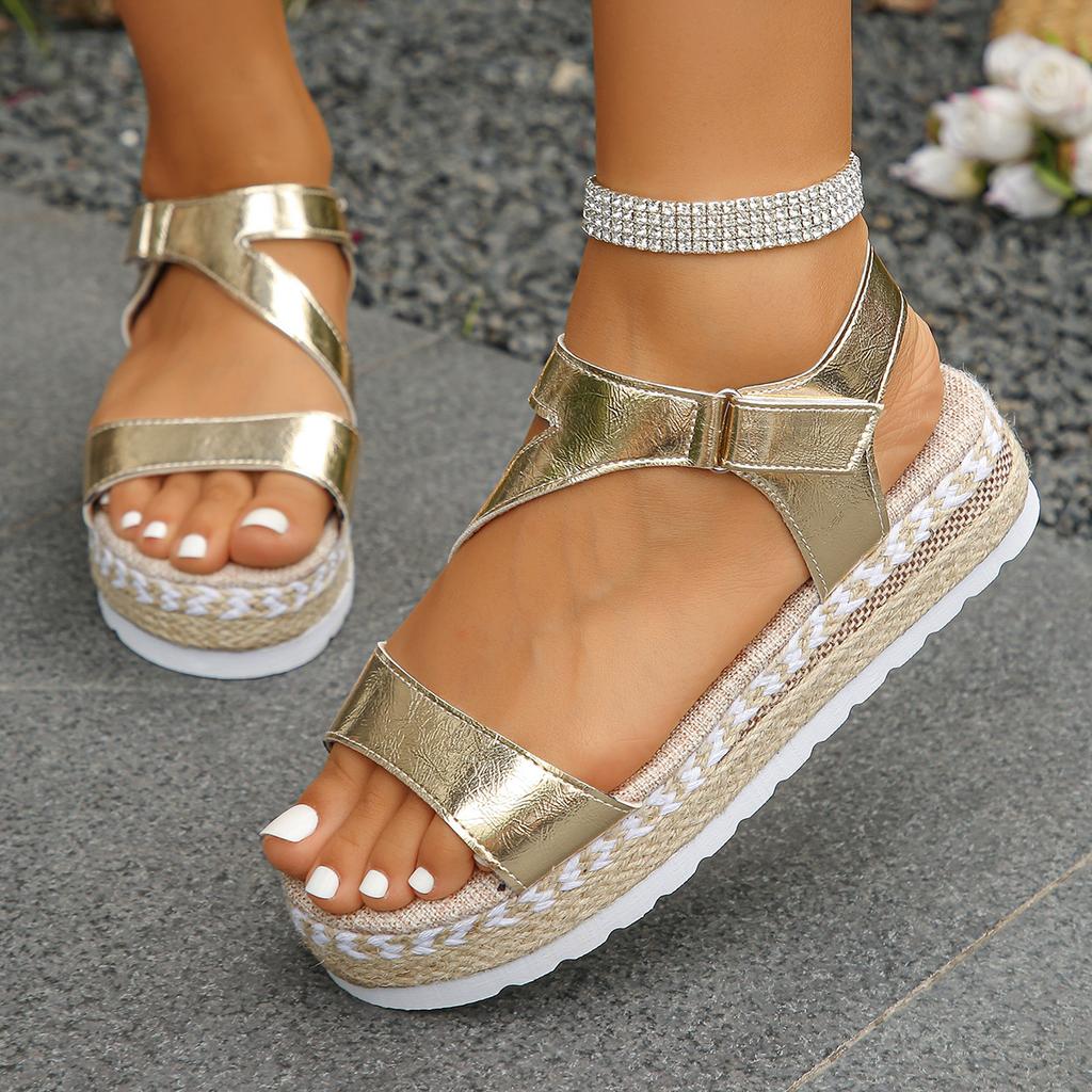 Fashion Comemore Summer New Women Sandals Hemp Rope Large Size Ankle Buckle Sandales Female Thick Bottom Casual Roman Sandalias Mujer