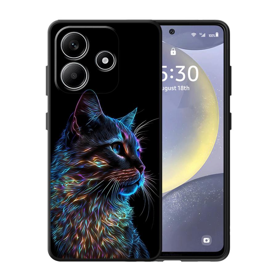 

Мягкий чехол для телефона для Xiaomi Redmi Note 11s 12Pro 13Pro 12 12s 11Pro 9T 13 10 8t 9s 11 14 Pro+ 10s 10Pro Неонового цвета с кошкой Redmi note 14
