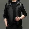 Eleteam Men's Leather Hooded Business Casual Vest YTMMRXF106
