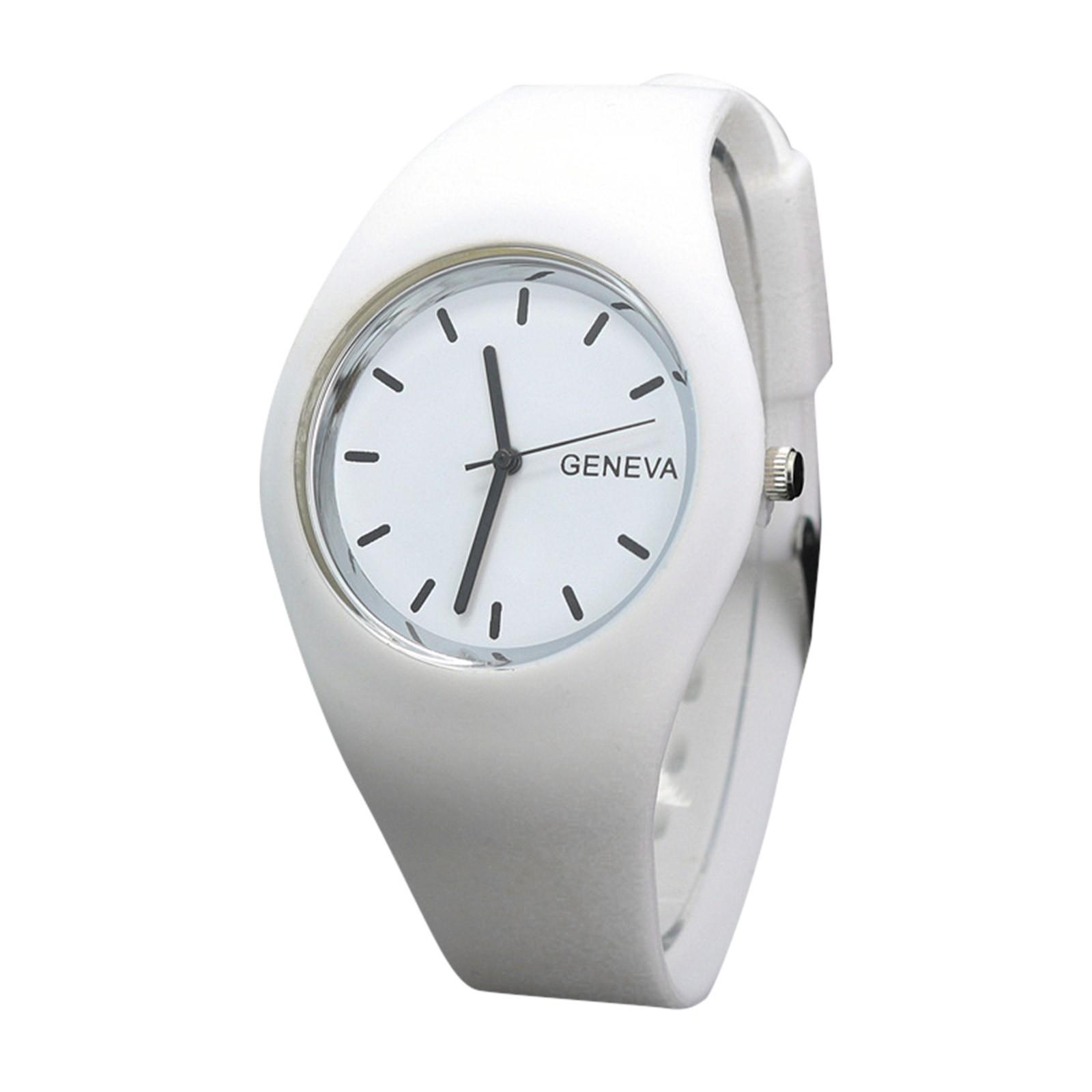 

Женские наручные часы с однотонным узором, часы с силиконовым ремешком, модные женские часы, повседневные One Size белый