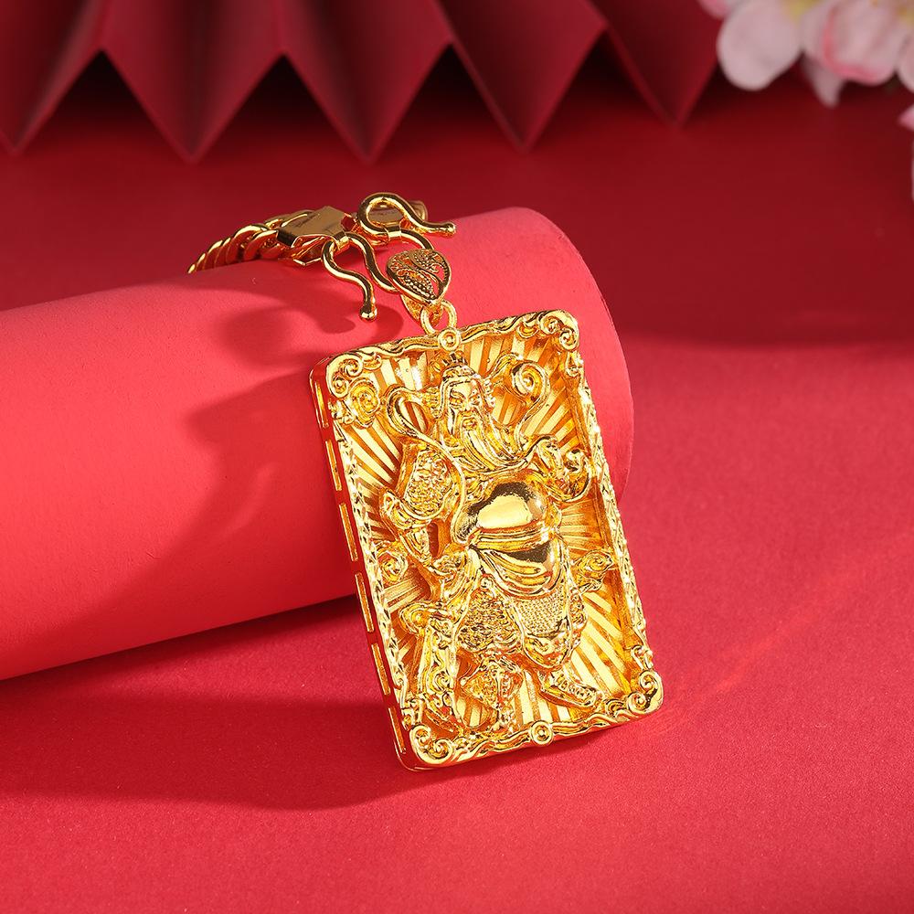 Guan Gong God of Wealth Male Tag Domineering Necklace Pendant Safe Cuban Chain Jewelry
