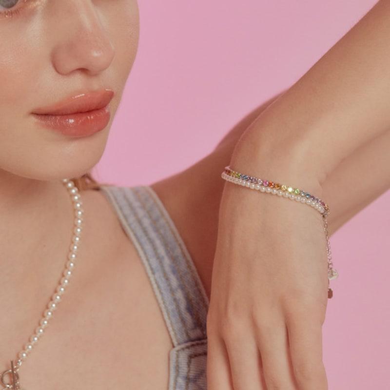 TATIANA (SET) Pearl and Rainbow jewel Bracelet SE0160