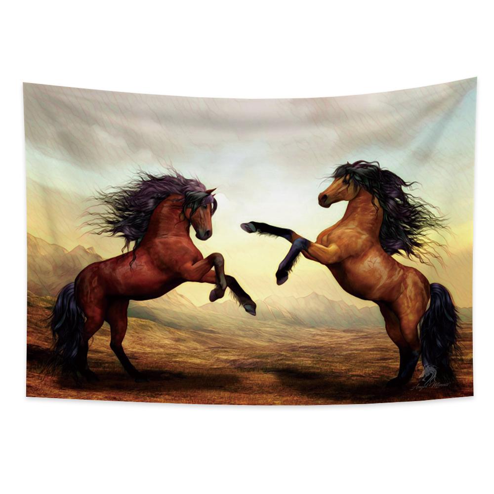 

Серия «Скачущая лошадь» Гобелен Настенный хиппи Богемное украшение Гобелен Фон Ткань Гостиная Комната Домашний декор 100X75CM