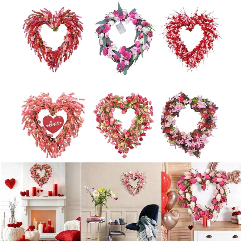 Flexible Size Artificial Tulips Flower Wreath Ornament for Home Entrance Shop Display Durable Plastic Rattan Construction Waterproof Treatments