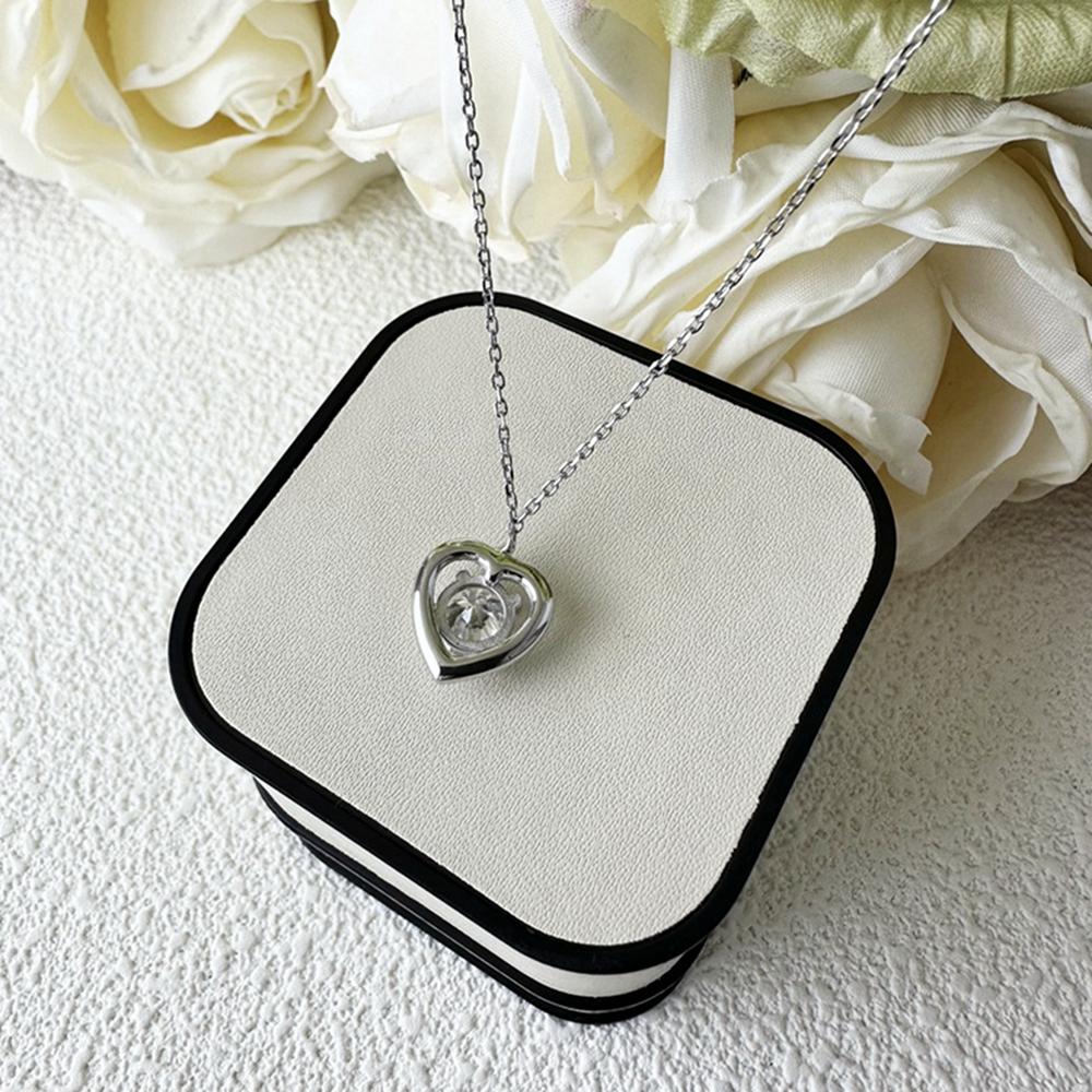 Vinregem 100% Argento Sterling 925 VVS1 3EX Colore D 1CT 6.5MM Taglio Rotondo Pietra Preziosa Moissanite Diamante Autentico Ciondolo Cuore d'Amore Collana Gioielli Raffinati GRA