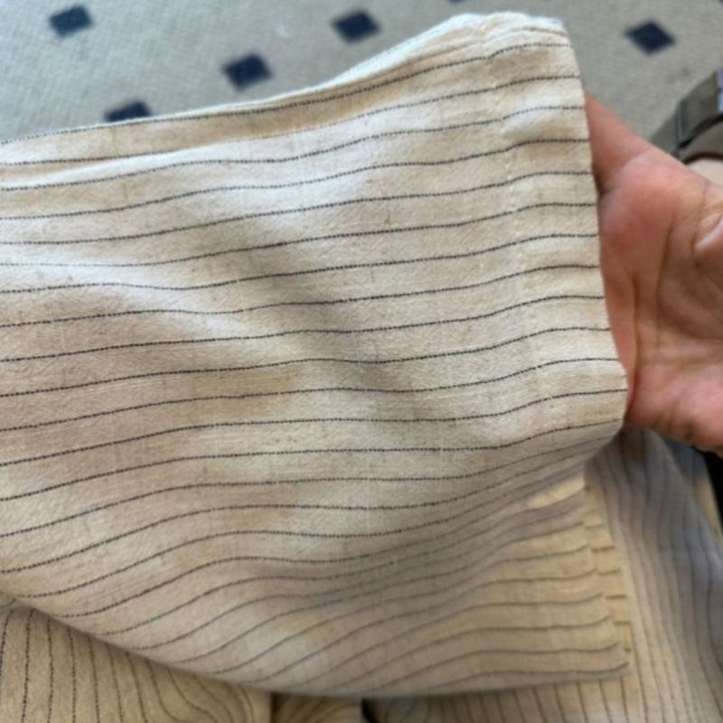 Large American Retro Cotton and Linen Striped Casual Pants for Women In Summer High Waisted Relaxed Straight Leg Floor Length Wide Leg Pants