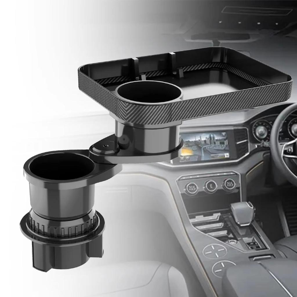 Car Cup Holder Expander with Tray 360 Degree Rotation Adjustable Drink and Food Tray for Smartphones Stable Non Slip Cup Mount