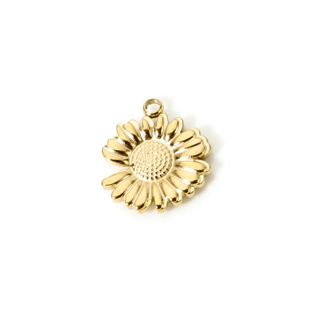 1 Piece 304 Stainless Steel Charms For DIY Jewelry Making 18K Real Gold Plated Heart Flower Pendants Necklace Bracelet Findings
