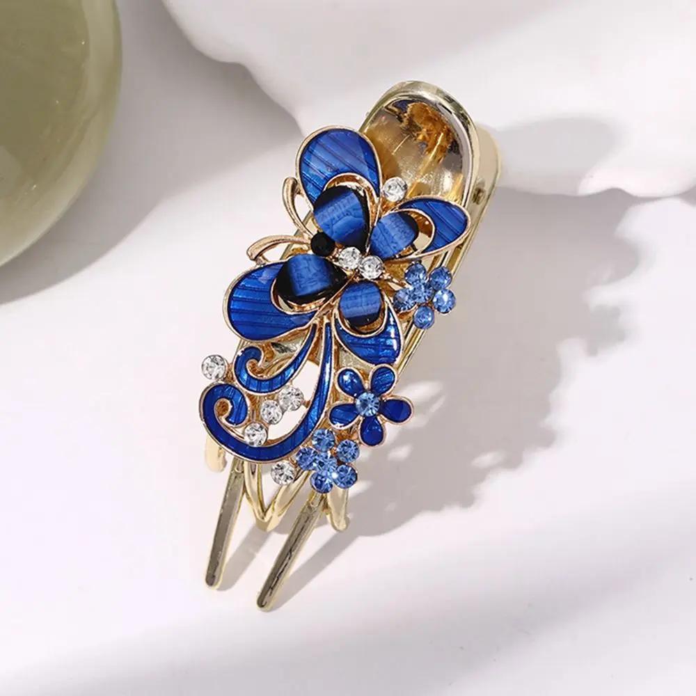 Alligator Hair Clips for Styling, Hair Claw Clips for Thick Long Hair with Rhinestone Flower Butterfly, Hair Barrettes for Women