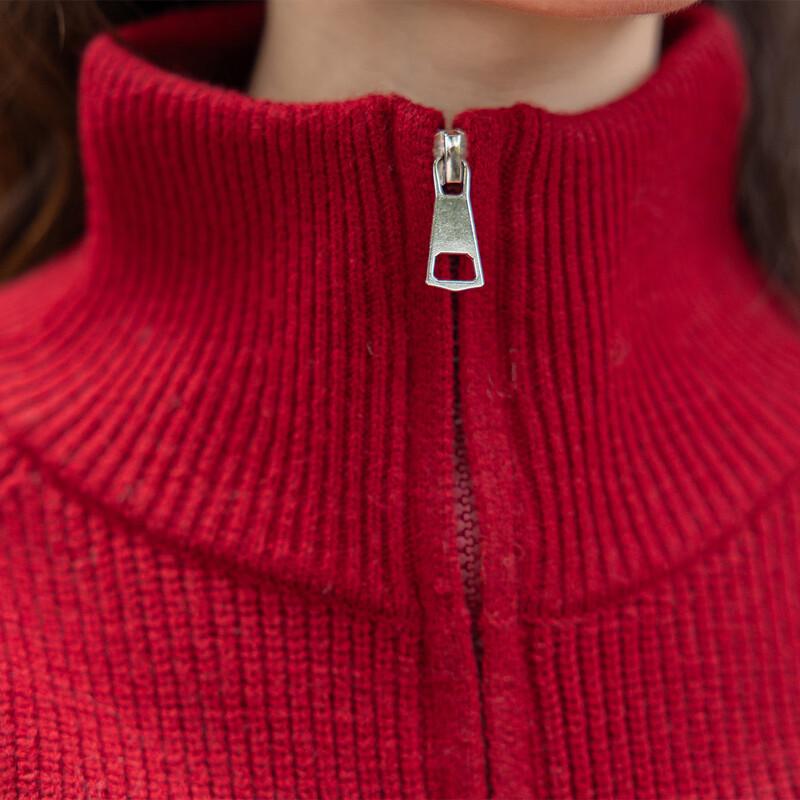 ITISF4 Women's Loose Striped Double-Zip Knit Sweater