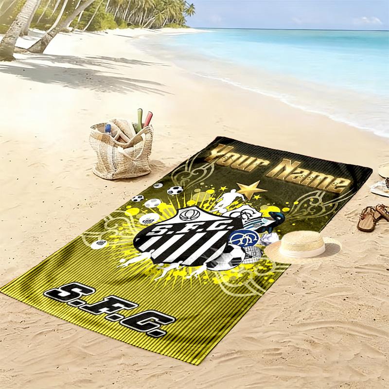 Name Custom Santos FC Print Beach Towel, Large Soft Quick Dry Towel for Beach Camping Swimming
