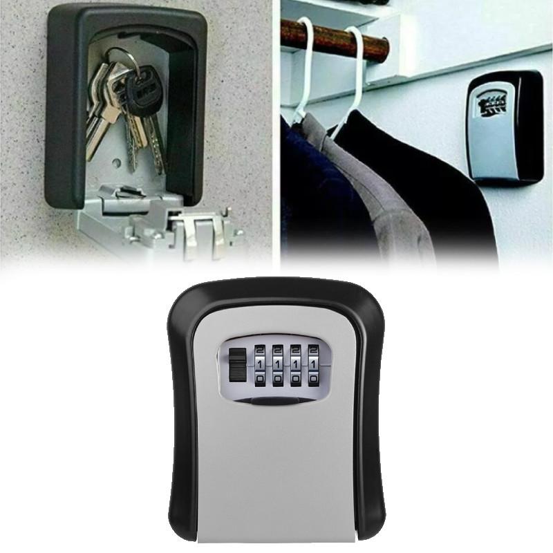 Safe Box Key Secure 4 Digit Combination Wall Mounted Lock Storage Aluminum Alloy