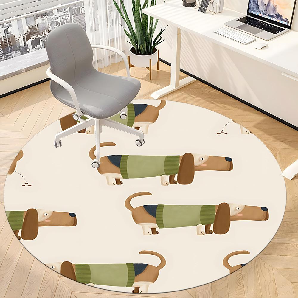 1pc Dachshund Pattern Office Round Rug, Non-slip, Soft and Durable Office Rug for Interior Decoration, Perfect for Office,Decoration yy260204009