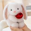Graceful White Lop Ears Rabbit Plush Toy Holding Red Rose Say Love Cartoon Animal Plushie Sweet Girlfriend Gift