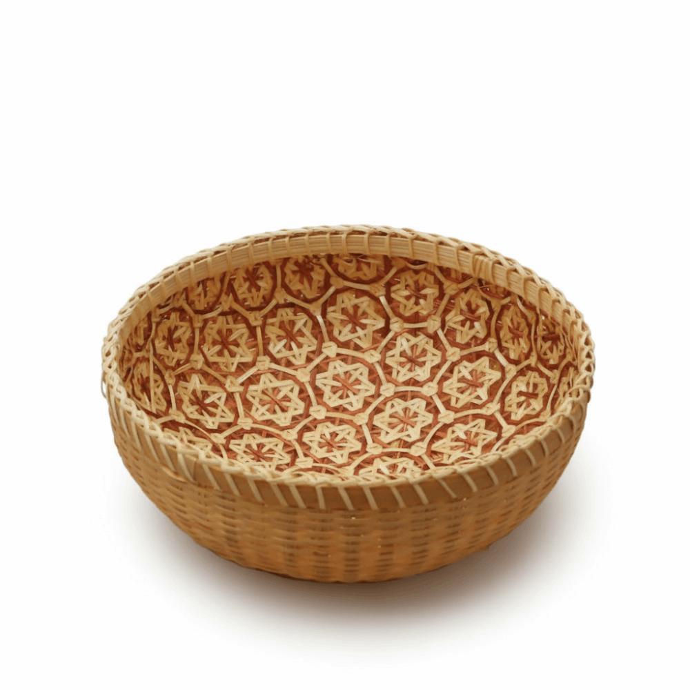 

Hand Woven Bamboo Basket Sturdy Space Saving Round Foldable Tray Ventilated Dirty Clothes Frame Fruit Snack Vegetable
