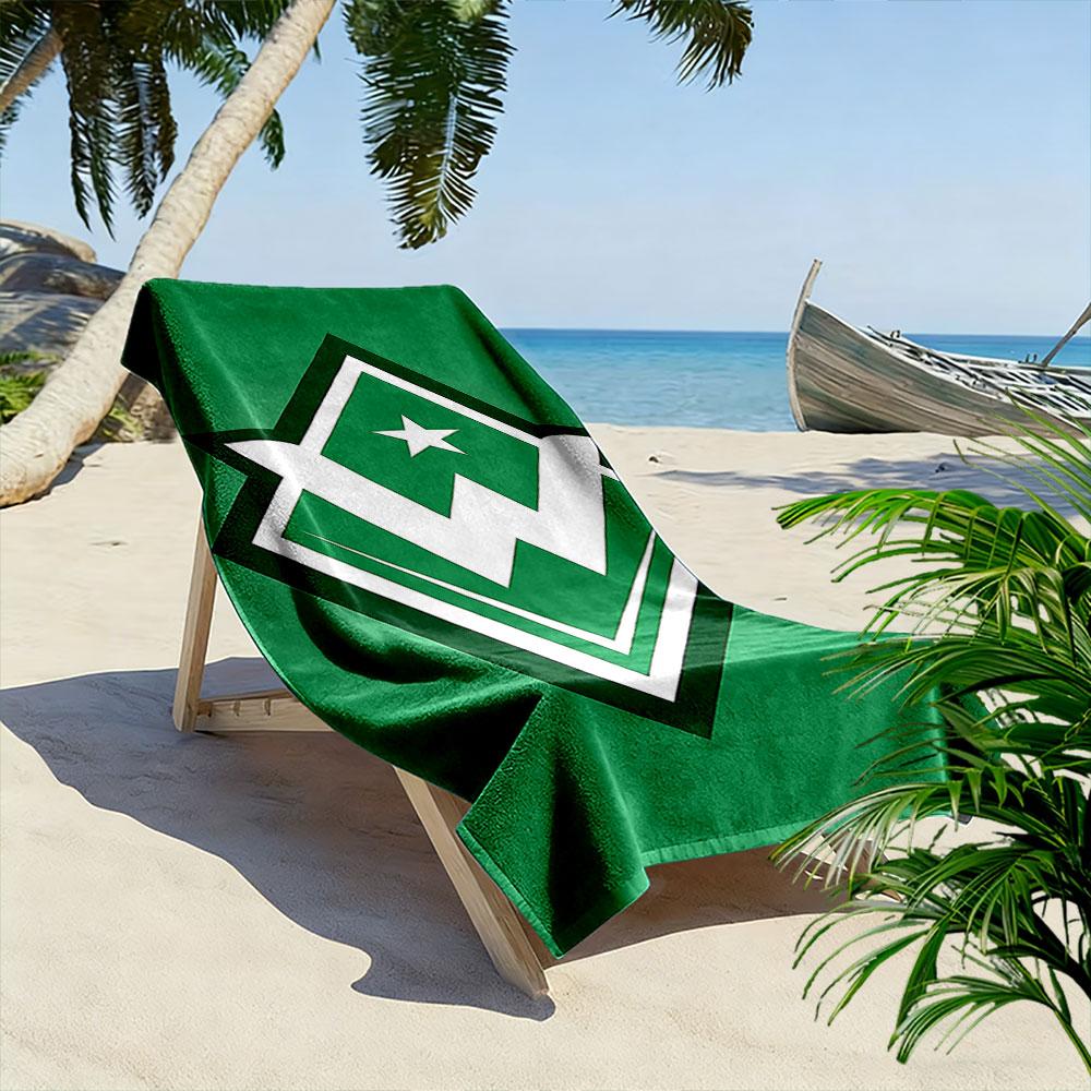 Green Geometric Star W Logo A must-have beach towel for beach travel