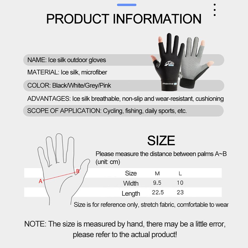 Sun Protection Fishing Gloves Ice Silk Active Biking Running Fishing Gloves Unisex Anti-slip Breathable Anti-UV Gloves