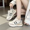 22 Spring and Autumn new dad shoes leather surface casual sports shoes thick sole height increase Xiaobai