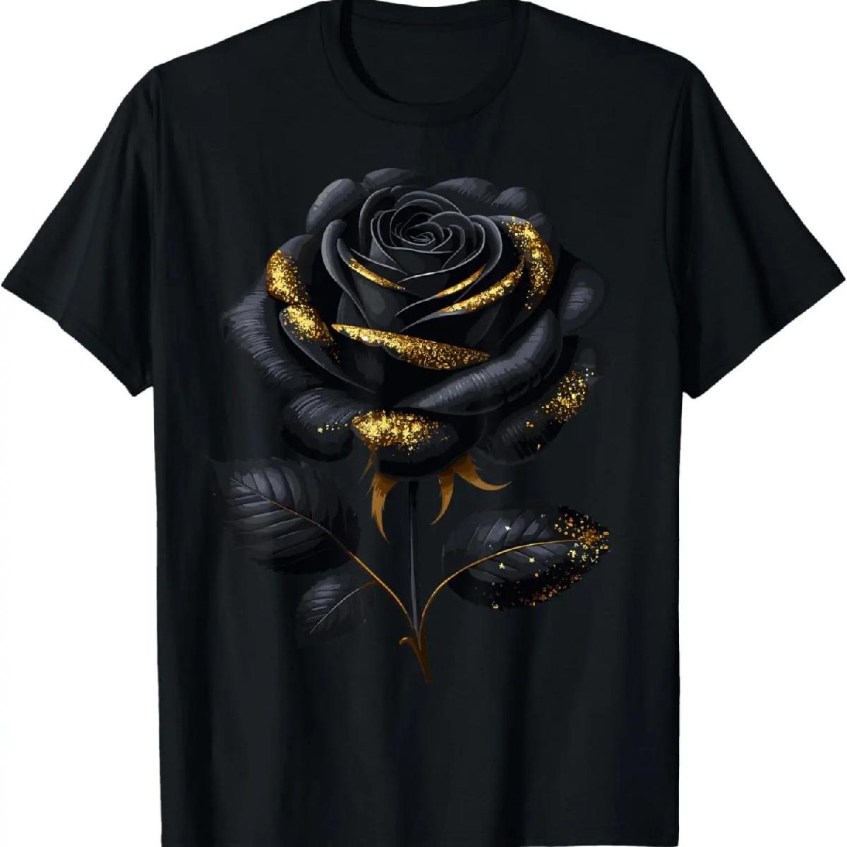 

Black Rose with Golden Sparkes T-Shirt XXXXXL різнокольоровий