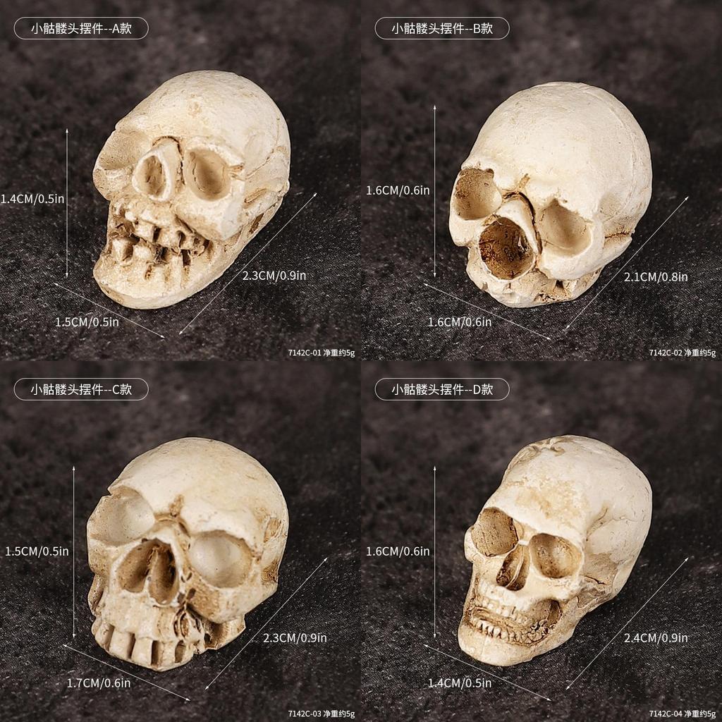 Halloweenská lebka Dekorace Miniaturní pryskyřičná figurka Pro párty a jako dárek