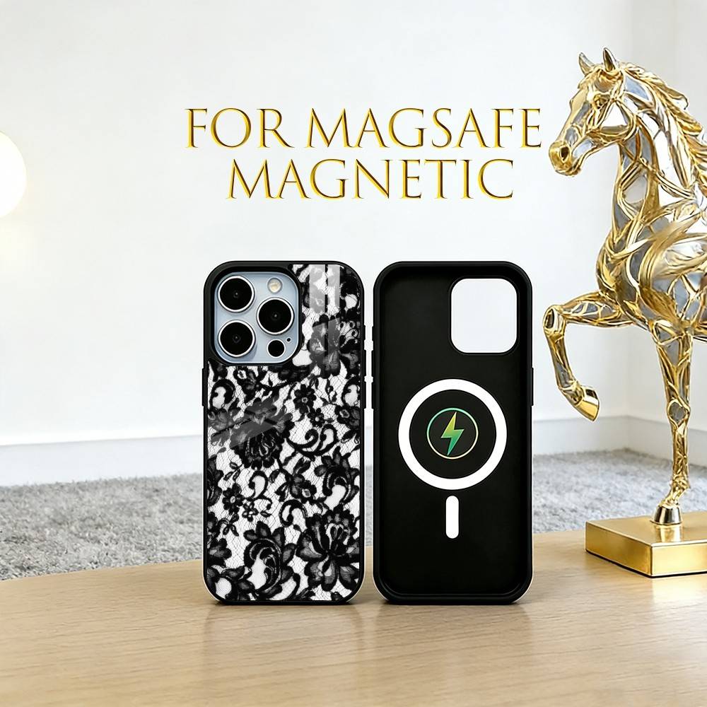 Vintage Lace Phone Case For Phone Case For iPhone17,16,15,14,13,12,11 Plus,Pro Magnetic For Magsafe Wireless Charging