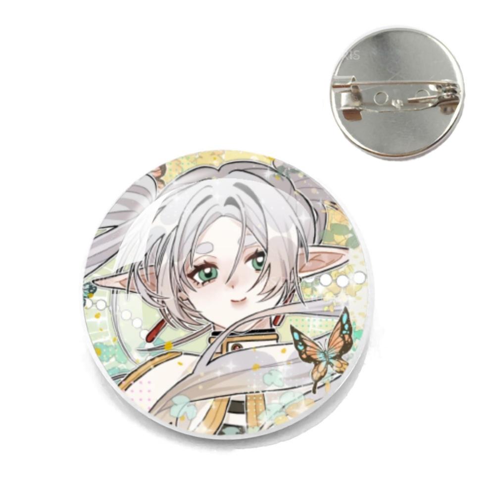 Anime Frieren Pins Cartoon Badge Round Creative Glass Metal Brooches For Backpack Jewelry Accessories Gifts
