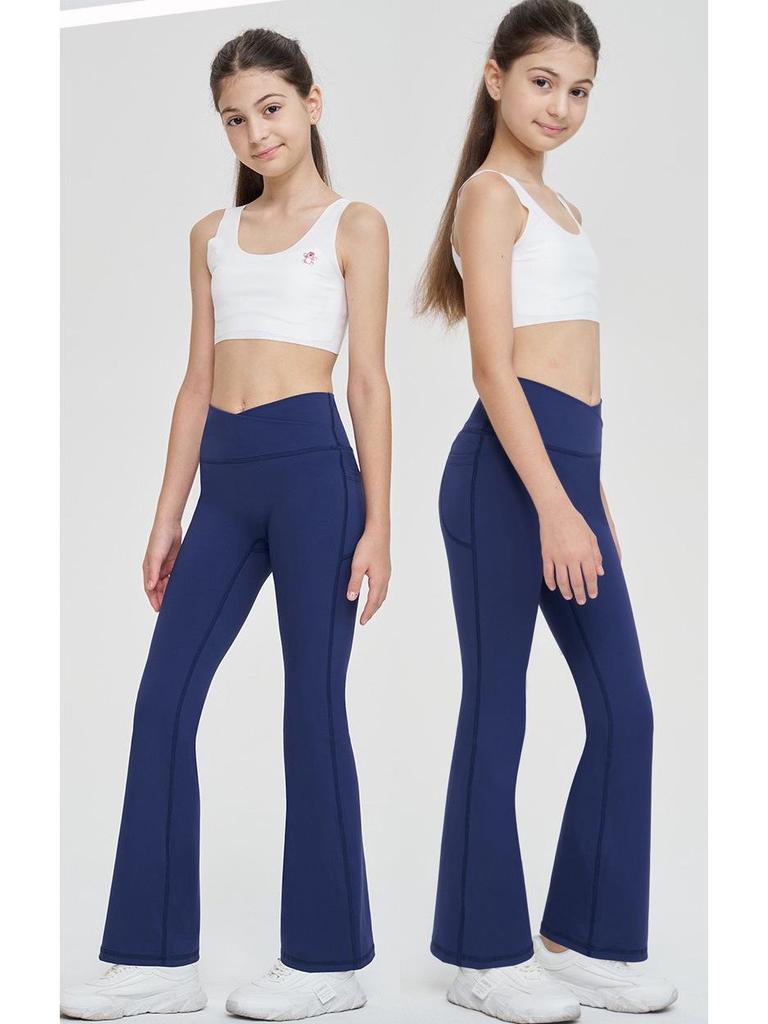 Large Size Parent-Child Flared Yoga Pants with Seamless Design for Running and Fitness