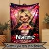 Custom Name Personalized Bride of Chucky Print Blanket, Home Decor, Bedroom, Sofa, Camping, Couch, Gifts for Birthday Christmas