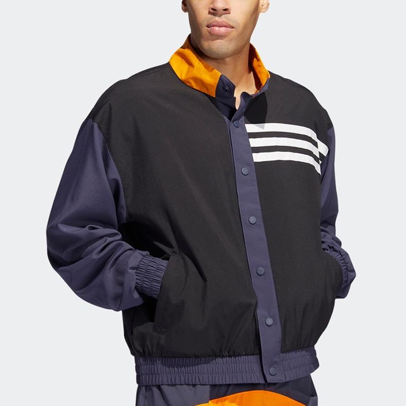 Adidas Bb Snap Jacket Sport Casual Breathable Contrast Knit Stand Collar Men Jackets Black H58333