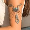 IngeSight.Z Vintage Metal Feather Pendant Upper Arm Bracelet Boho Multilayer Metal Tassel Bracelet Women's Charm Party Jewelry