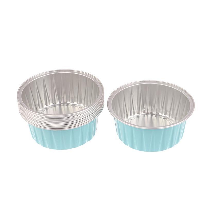 10Pcs Reusable Round Aluminum Foil Tin Cup Pudding Cake Molds Baking Tools