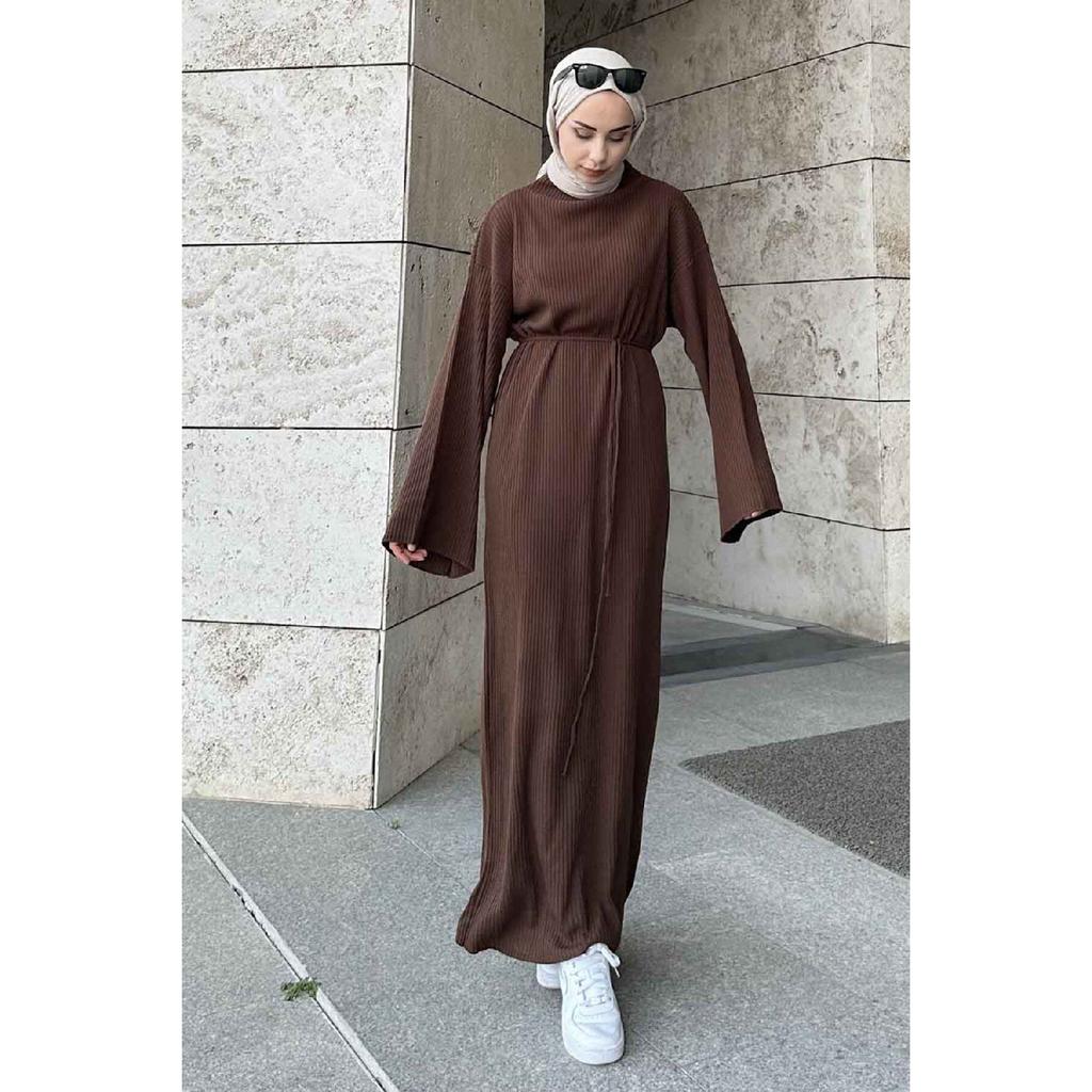 10numberamoda Women's Bat Sleeve Long Knit Dress Claret Red