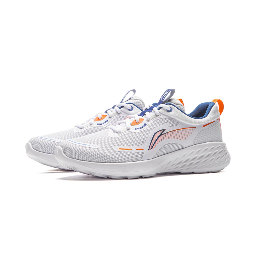 Li Ning Comfortable Versatile Trendy Fashion Shock Absorbing Wear Resistant Non Slip Low Top Casual Running Shoes Men Sneaker Standard-White ARSV067-3