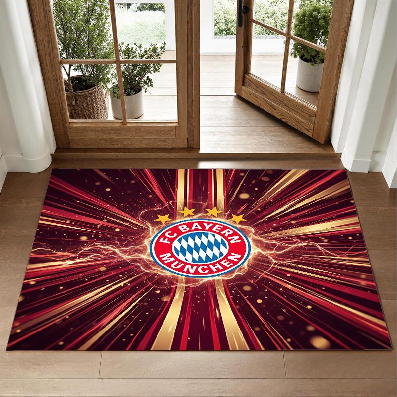 Bayern Munich Design Crystal Velvet Rug Soft Decorative Mat for Bedroom Entrance