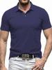 Men Casual Solid Color Short Sleeve Turn Down Collar Polo Shirt