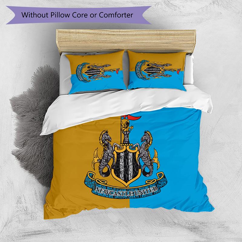 Set Lenzuola Stampato Newcastle United Football 3 Pezzi, Comodo Set Copripiumino per Camera da Letto Amico della Pelle