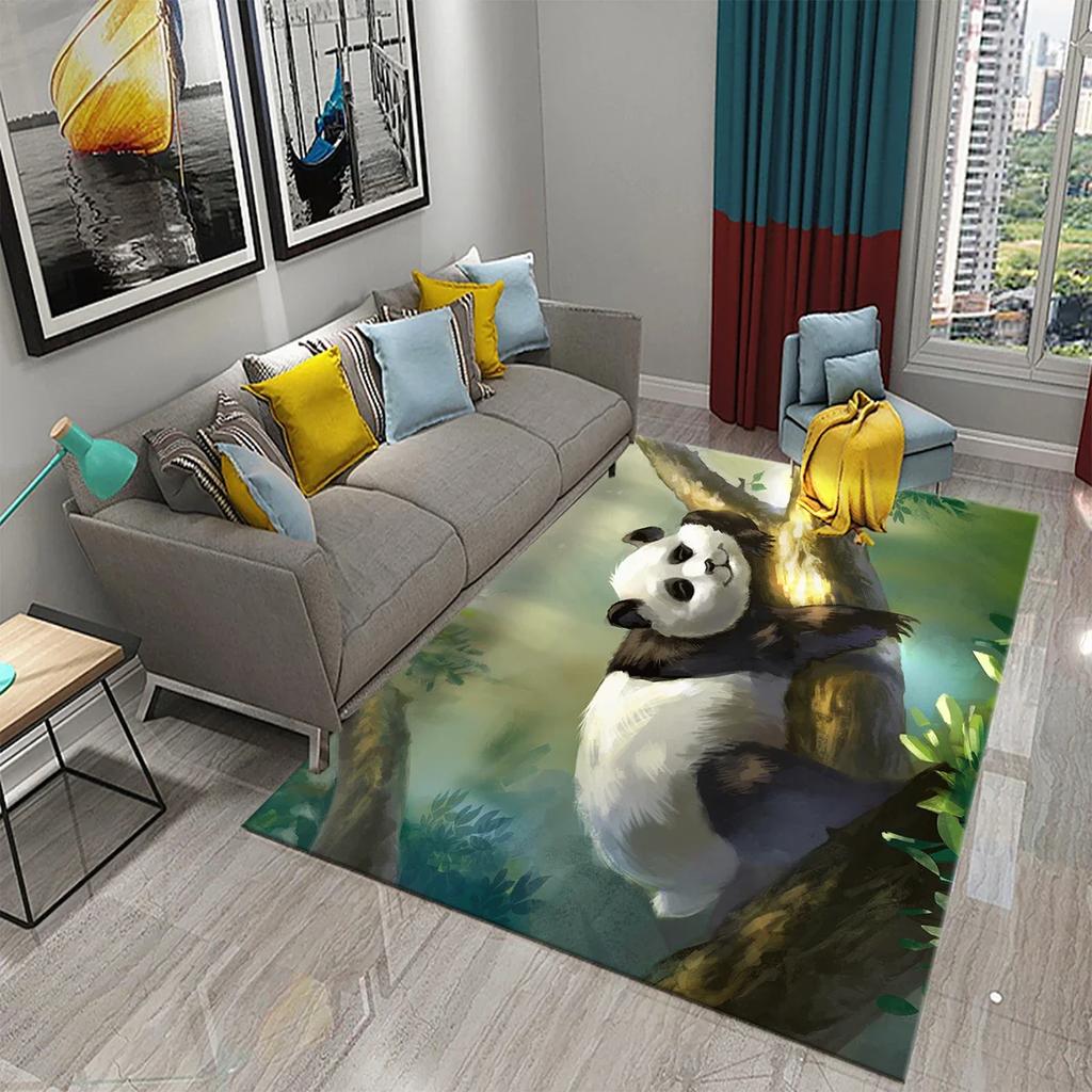 3D Cartoon Cute Panda Carpet Area Rug for Living Room Bedroom Bathroom Kitchen Decor Kid Play Crawl Soft Non-slip Floor Mat Gift