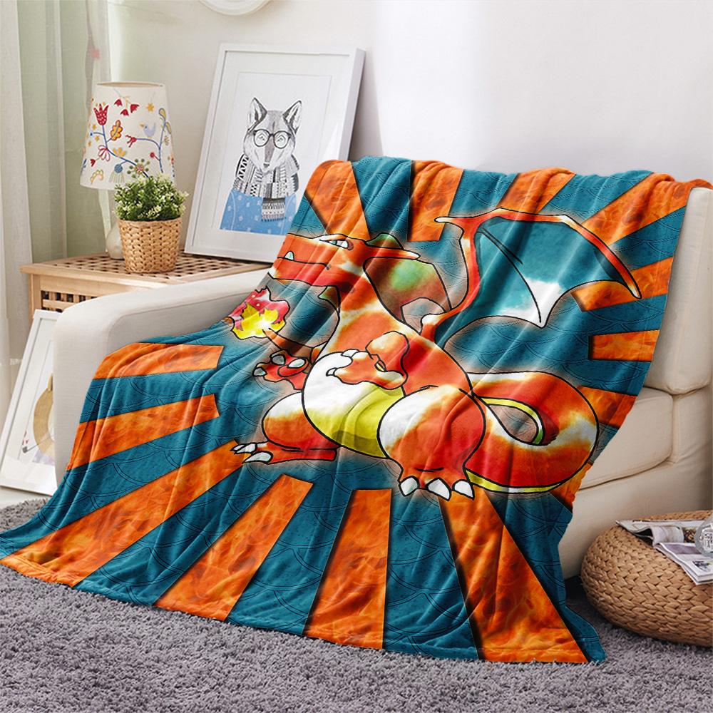 Cute Charizard  Print Flannel Blanket, High quality Comfortable for All Seasons, Home Decor, Warmth and Comfort