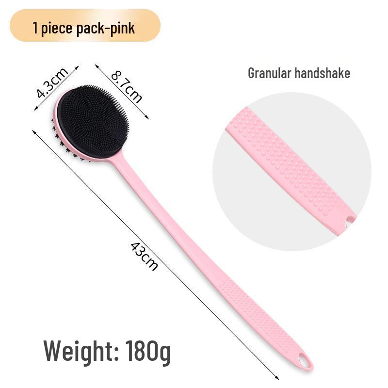 Silicone Long-Handled Soft Bristle Bath Brush for Easy Back Scrubbing