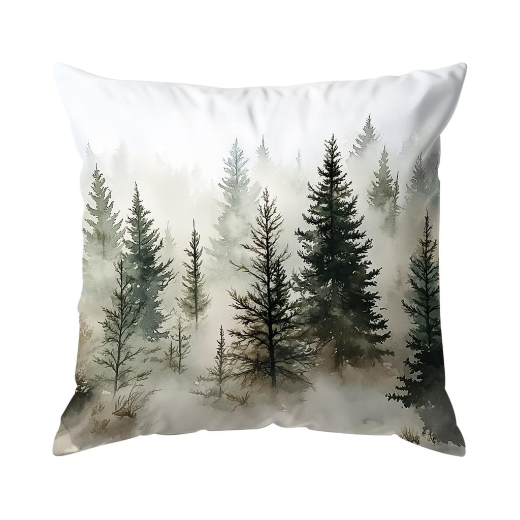 1/4pcs Forest Watercolor Painting Cushions Pillowcase Polyester Cushion Cover Throw Pillow Pillowcover Home Car Sofa Decor
