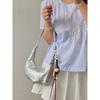 IELGY Ladies Underarm Bag Silver All-Match Croissant Bag