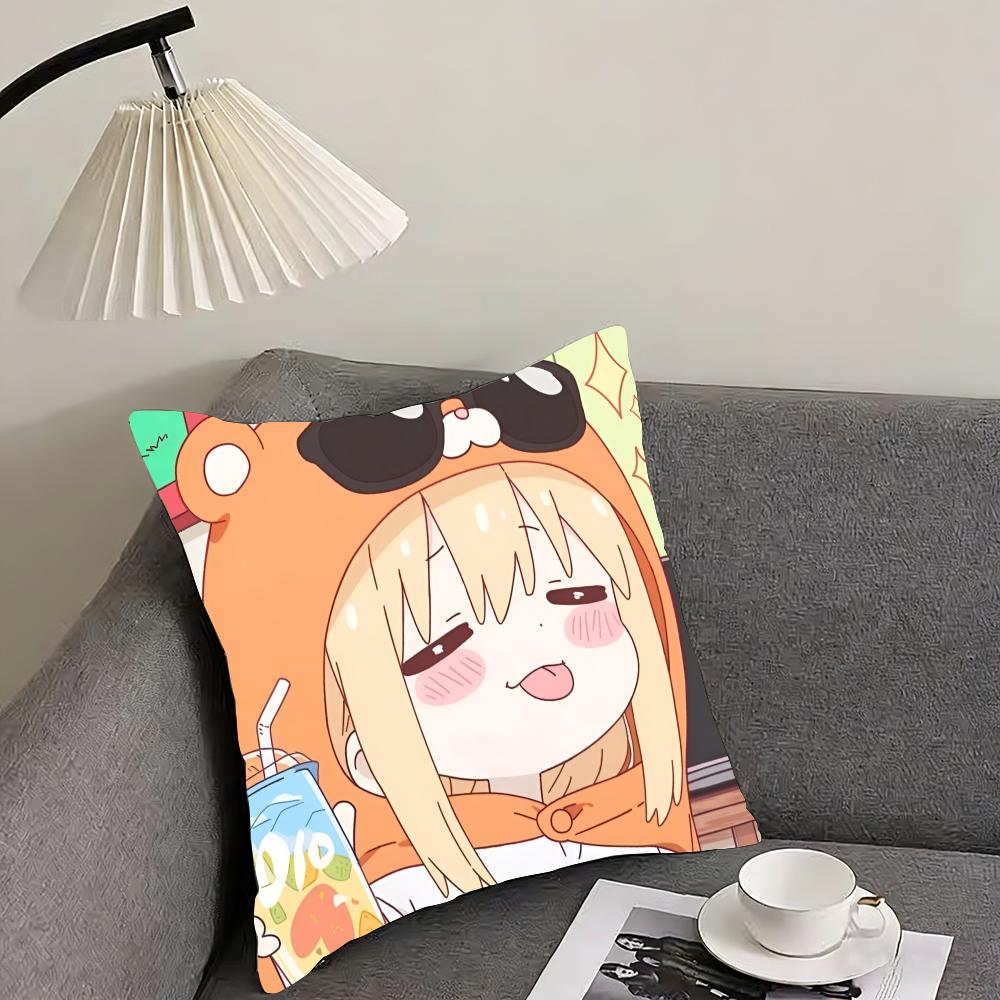 Asagao to Kase-san Cushion Cover Reversible Plush Pillow Cover – For car, sofa, bedroom, perfect as a gift.