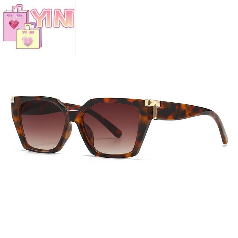 

YINI-European and American New Affordable Luxury Style Sunglasses Fashion Catwalk Fashion Small Frame Cat Eye Brown Women s Sunglasses