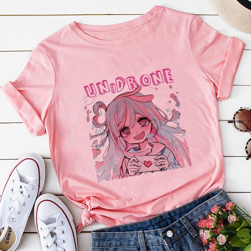 Spring Summer New Korean Version Harajuku Pink Cute Anime Cartoon Girl Printing Loose ShortSleeved TShirt Female Top Student S