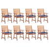 Exclusive House - Outdoor Dining Chairs Set of 8 and Cushions Solid Acacia